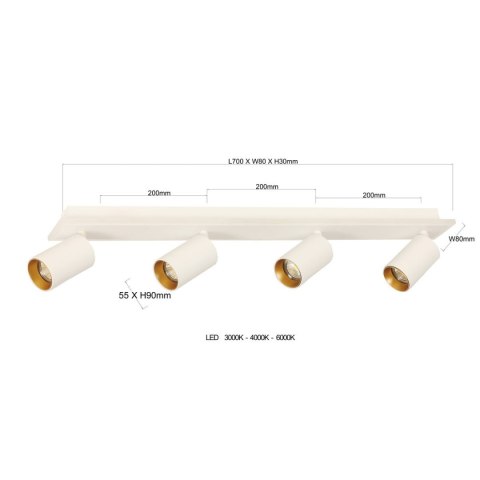 Lampa sufitowa Parma 4xGU10 + 1xLED biała LP-0612/4C WH Lampa sufitowa Parma 4xGU10 + 1xLED biała LP-0612/4C WH