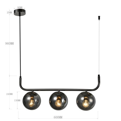 Lampa wisząca Alisa grafitowa smoked 3xE14 LP-005/3L BK Lampa wisząca Alisa grafitowa smoked 3xE14 LP-005/3L BK