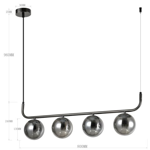 Lampa wisząca Alisa grafitowa smoked 4xE14 LP-005/4L BK Lampa wisząca Alisa grafitowa smoked 4xE14 LP-005/4L BK