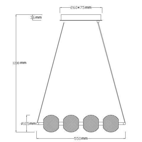 Lampa wisząca Diamond 4 4xLED CCT złota LP-2202/4L GD Lampa wisząca Diamond 4 4xLED CCT złota LP-2202/4L GD