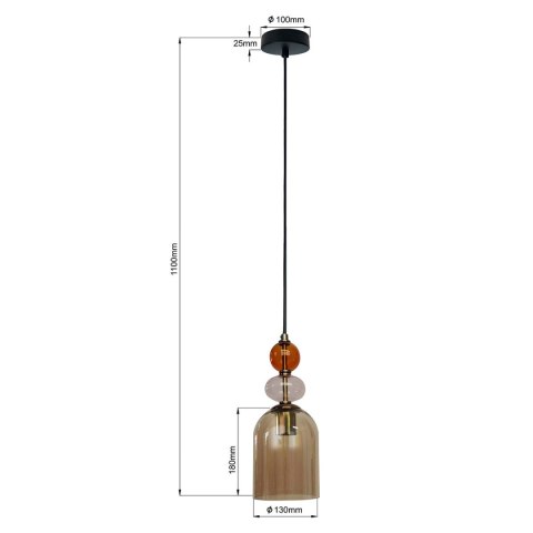 Lampa wisząca Tropea 1xE27 bursztynowa, średnia LP-2004/1P M AM Lampa wisząca Tropea 1xE27 bursztynowa, średnia LP-2004/1P M AM