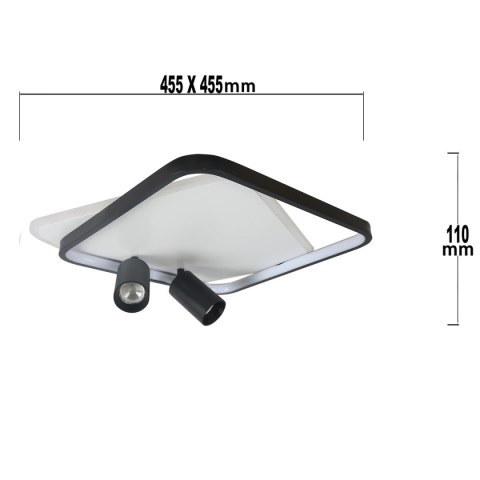 Plafon Parma 2 2xGU10 + 1xLED CCT kwadrat czarny LP-0612/2C Square BK Plafon Parma 2 2xGU10 + 1xLED CCT kwadrat czarny LP-0612/2C Square BK