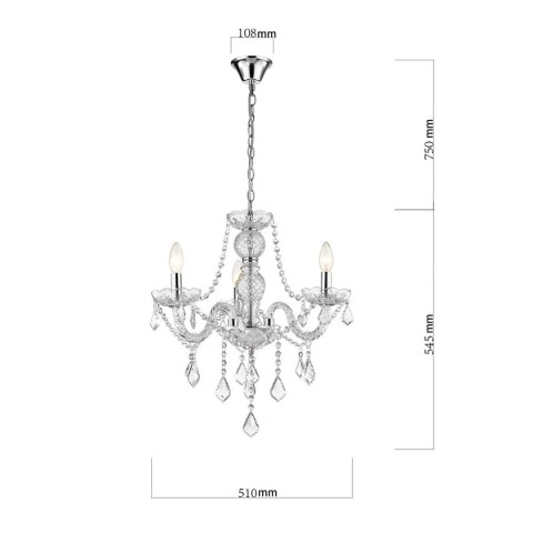 Lampa wisząca Cristallo 3xE14 transparentny LP-2940/3P Lampa wisząca Cristallo 3xE14 transparentny LP-2940/3P