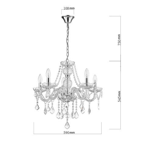 Lampa wisząca Cristallo 5xE14 transparentny LP-2940/5P Lampa wisząca Cristallo 5xE14 transparentny LP-2940/5P