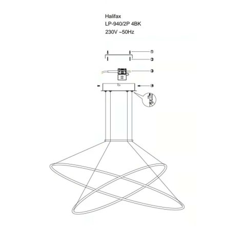 Lampa wisząca Halifax 2xLED czarna LP-940/2P 4BK Lampa wisząca Halifax 2xLED czarna LP-940/2P 4BK