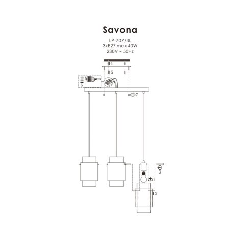 Lampa wisząca Savona 3xE27 transparentna LP-707/3L Lampa wisząca Savona 3xE27 transparentna LP-707/3L