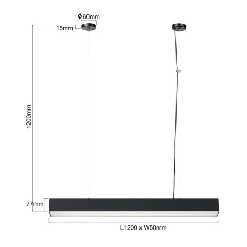 Lampa wisząca Luci L LED CCT Tuya czarna LP-1401/1P L BK Smart Lampa wisząca Luci L LED CCT Tuya czarna LP-1401/1P L BK Smart