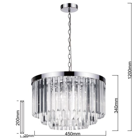 Lampa wisząca Vetro 5xE14 transparentna/srebrna LP-2910/5P Lampa wisząca Vetro 5xE14 transparentna/srebrna LP-2910/5P