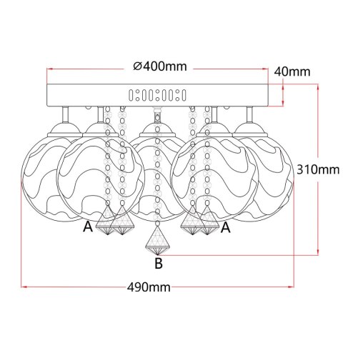 Plafon Sada 5xE14 biały/srebrny LP-119/5C Plafon Sada 5xE14 biały/srebrny LP-119/5C