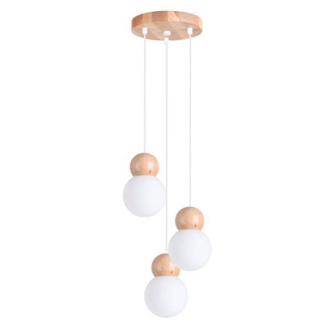 Lampa wisząca PEKKA 3P biała/naturalne drewno Lampa wisząca PEKKA 3P biała/naturalne drewno