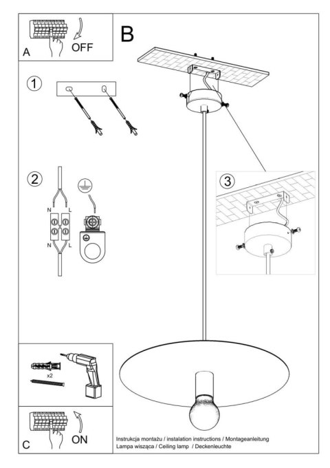 Lampa wisząca FLAVIO czarna Lampa wisząca FLAVIO czarna