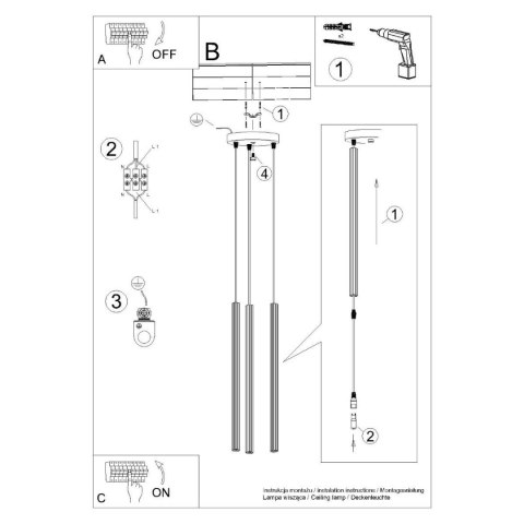 Lampa wisząca ARCHE 3P złota Lampa wisząca ARCHE 3P złota