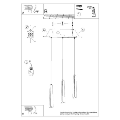 Lampa wisząca PRYSM 3L czarna Lampa wisząca PRYSM 3L czarna