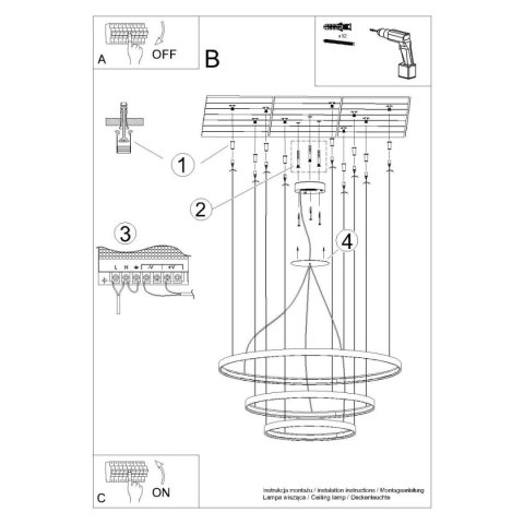 Żyrandol RIO 3 55/78/110 czarny LED 3000K Żyrandol RIO 3 55/78/110 czarny LED 3000K