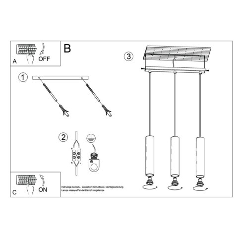 Lampa wisząca LAGOS 3L ochra czerwona Lampa wisząca LAGOS 3L ochra czerwona