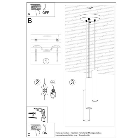 Lampa wisząca LAGOS 3P ochra czerwona Lampa wisząca LAGOS 3P ochra czerwona
