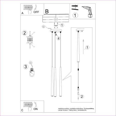 Lampa wisząca BLISS 3P czarna Lampa wisząca BLISS 3P czarna