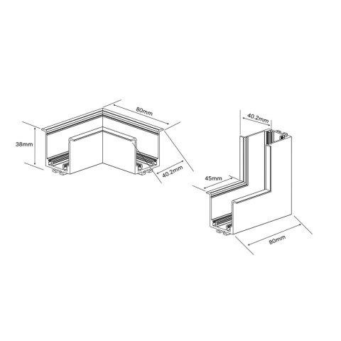 Łącznik podtynkowy L sufit-ściana Magnetic Slim biały Łącznik podtynkowy L sufit-ściana Magnetic Slim biały