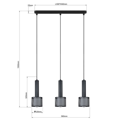 Lampa wisząca Amo czarna 3xE27 Lampa wisząca Amo czarna 3xE27