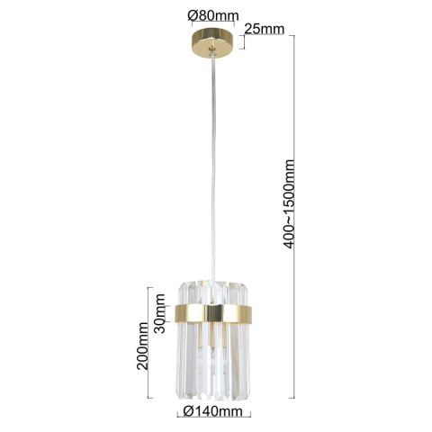 Lampa wisząca Vetro 1 złota 1xE14 Lampa wisząca Vetro 1 złota 1xE14
