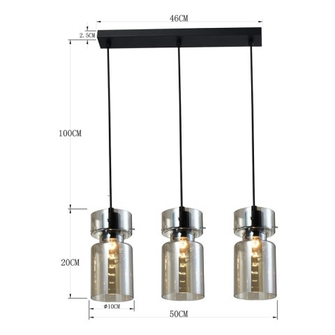 Potrójna lampa wisząca Nivio dymna 3xE27 Potrójna lampa wisząca Nivio dymna 3xE27