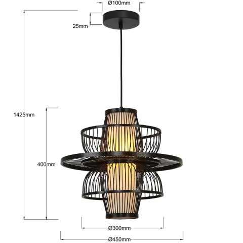 Ratanowa lampa wisząca Astra czarna 1xE27 Ratanowa lampa wisząca Astra czarna 1xE27