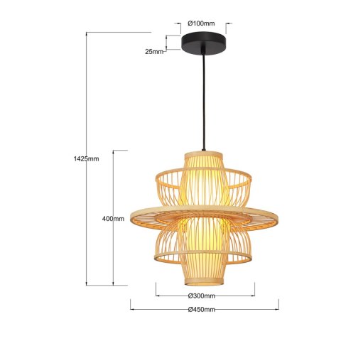Ratanowa lampa wisząca Astra naturalna 1xE27 Ratanowa lampa wisząca Astra naturalna 1xE27