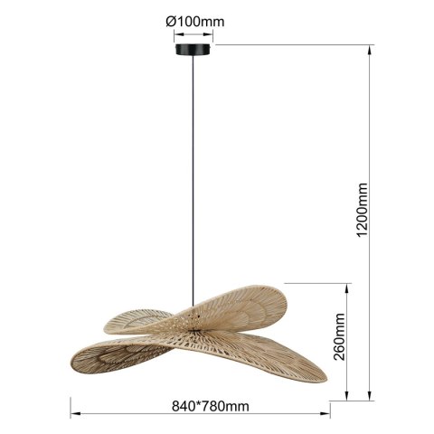 Rattanowa lampa wisząca Raya naturalna 1xE27 Rattanowa lampa wisząca Raya naturalna 1xE27