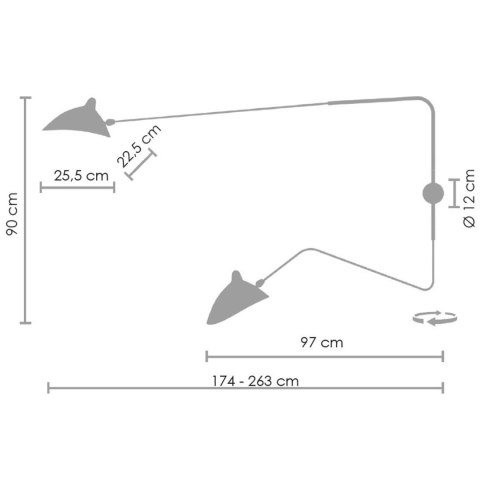 Lampa ścienna CRANE-2W czarna 175 cm Lampa ścienna CRANE-2W czarna 175 cm