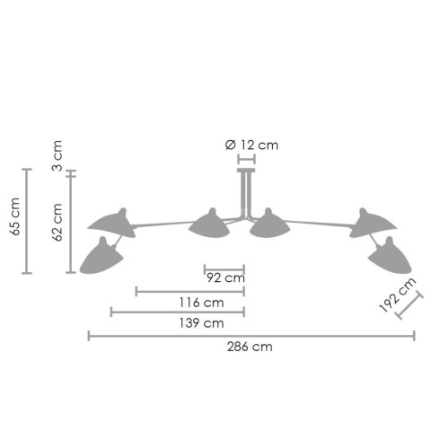 Lampa wisząca CRANE-6P czarna 280 cm Lampa wisząca CRANE-6P czarna 280 cm