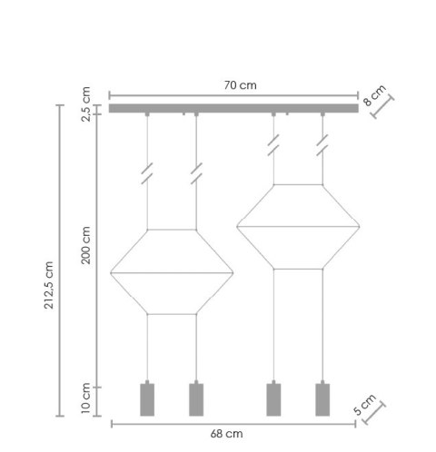 Lampa wisząca LINEA-4 LONG czarna 70 cm Lampa wisząca LINEA-4 LONG czarna 70 cm