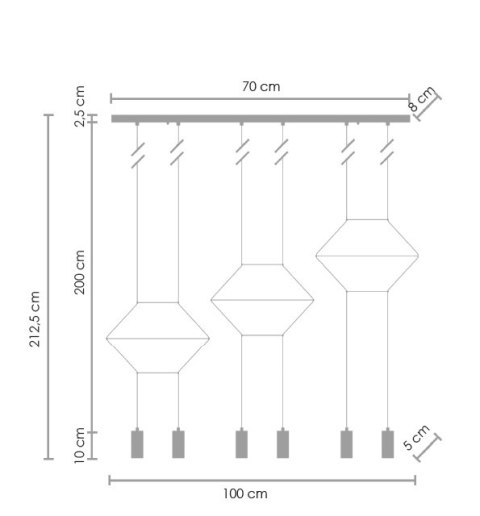 Lampa wisząca LINEA-6 LONG czarna 100 cm Lampa wisząca LINEA-6 LONG czarna 100 cm