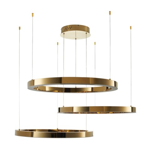 Lampa wisząca CIRCLE 80+80+80 LED złoty połysk na 1 podsufitce Lampa wisząca CIRCLE 80+80+80 LED złoty połysk na 1 podsufitce
