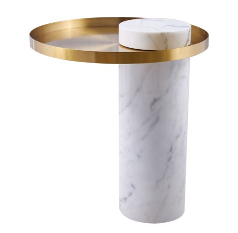 Stolik kawowy COLUMN marmurowy biało złoty 55 cm Stolik kawowy COLUMN marmurowy biało złoty 55 cm