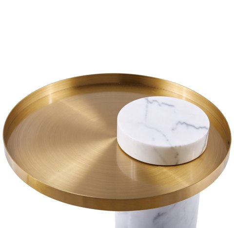 Stolik kawowy COLUMN marmurowy biało złoty 55 cm Stolik kawowy COLUMN marmurowy biało złoty 55 cm