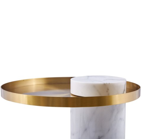 Stolik kawowy COLUMN marmurowy biało złoty 55 cm Stolik kawowy COLUMN marmurowy biało złoty 55 cm