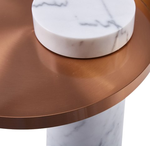 Stolik kawowy COLUMN marmurowy biały miedziany 55 cm Stolik kawowy COLUMN marmurowy biały miedziany 55 cm