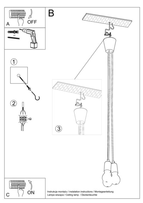 Lampa wisząca DIEGO 3 pomarańczowy Lampa wisząca DIEGO 3 pomarańczowy