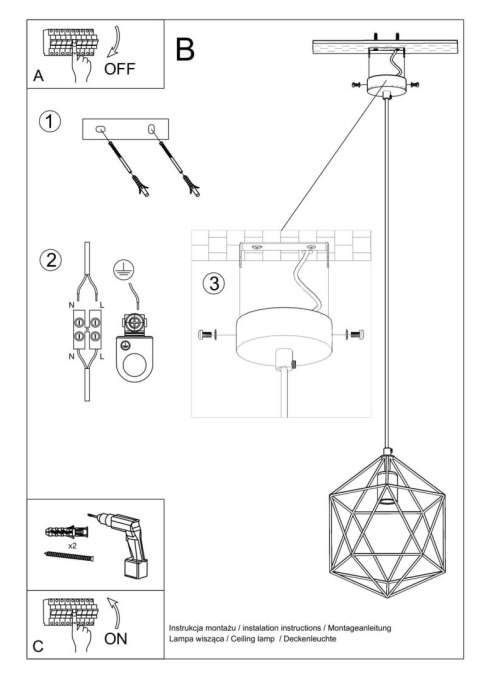 Lampa wisząca GASPARE biała Lampa wisząca GASPARE biała