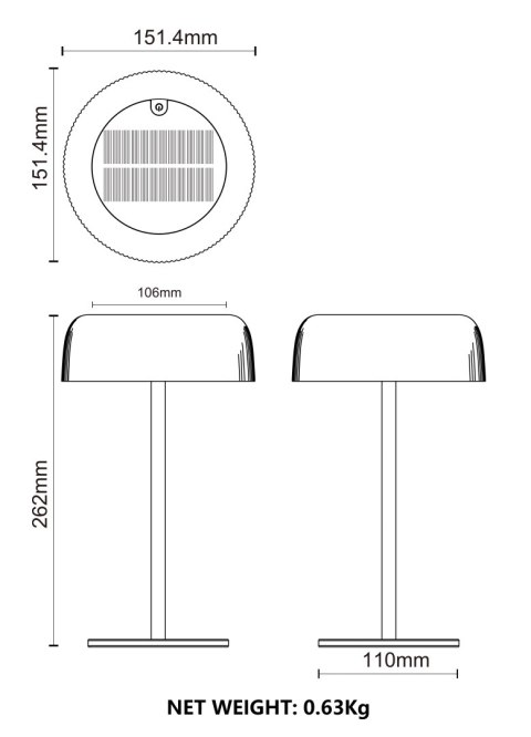 DT33111 BLUET LAMPA STOŁOWA ZEWNĘTRZNA SOLARNA CZARNA/BLACK DT33111 BLUET LAMPA STOŁOWA ZEWNĘTRZNA SOLARNA CZARNA/BLACK