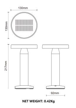 DT33611 CARLI LAMPA STOŁOWA ZEWNĘTRZNA SOLARNA CZARNA/BLACK