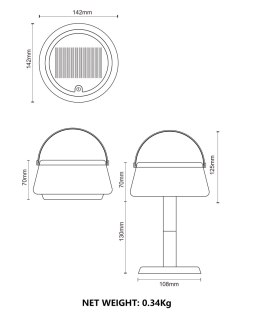 DT36111 AURE LAMPA STOŁOWA ZEWNĘTRZNA SOLARNA CZARNA/BLACK