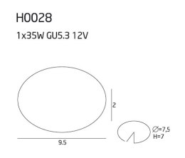MAXLIGHT H0028 OPRAWA WPUSTOWA METALOWA OKRAGŁA, METAL SZCZOTKOWANY, GU5.3