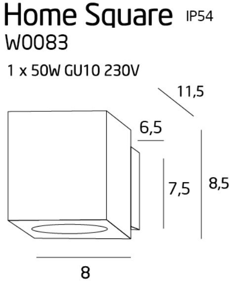 MAXLIGHT W0083 KINKIET HOME SQUARE GRAFIT MAXLIGHT W0083 KINKIET HOME SQUARE GRAFIT