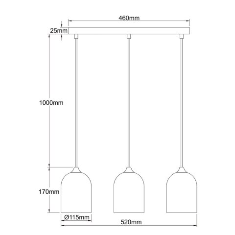 Metalowa lampa wisząca Nilo czarna 3xGU10 Metalowa lampa wisząca Nilo czarna 3xGU10
