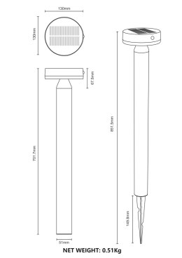 PT33613 CARLI LAMPA OGRODOWA ZEWNĘTRZNA SOLARNA CZARNA/BLACK