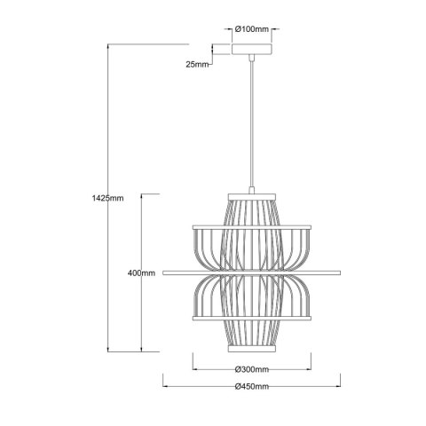 Ratanowa lampa wisząca Astra naturalna 1xE27 Ratanowa lampa wisząca Astra naturalna 1xE27