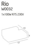 MAXLIGHT W0032 KINKIET RIO SATYNA DUŻY, inc. 1 x 100W R7S