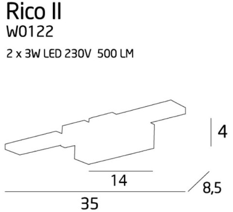 MAXLIGHT W0122 KINKIET RICO II, 2 x 3W MAXLIGHT W0122 KINKIET RICO II, 2 x 3W
