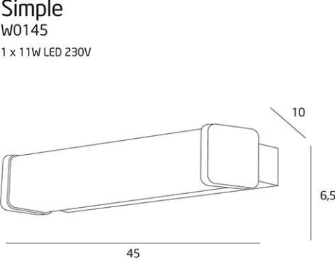 MAXLIGHT W0145 KINKIET SIMPLE IP44, 11W MAXLIGHT W0145 KINKIET SIMPLE IP44, 11W